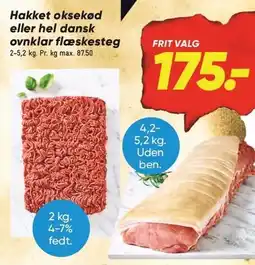 Bilka Hakket oksekød eller hel dansk ovnklar flæskesteg tilbud