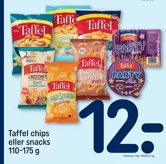 REMA 1000 Taffel chips eller snacks 110-175 g tilbud