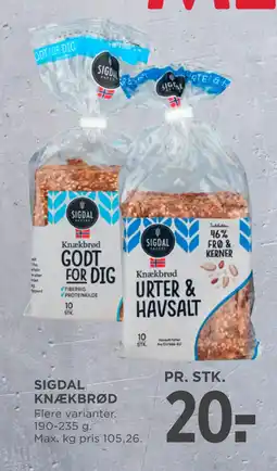 MENY SIGDAL KNÆKBRØD tilbud