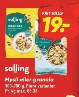 Bilka Mysli eller granola tilbud