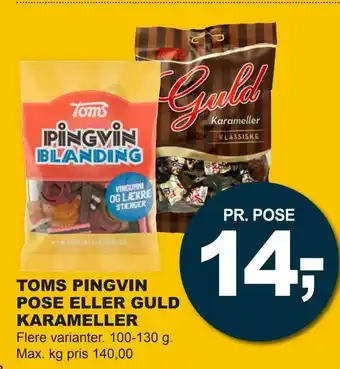 Let-Køb Toms pingvin pose eller guld karameller tilbud