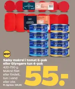 Netto Sæby Makrel i Tomat eller Glyngøre tun tilbud