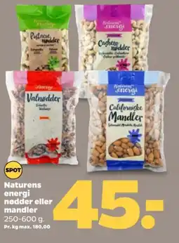 Netto NATURENS Energi Nødder eller Mandler tilbud