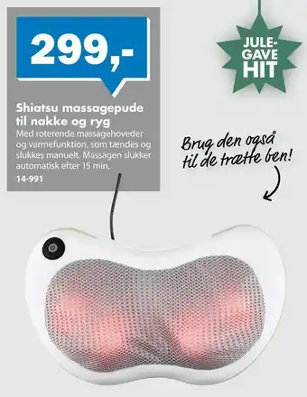 Shiatsu massagepude til nakke og ryg