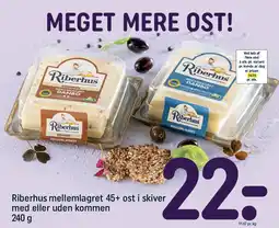REMA 1000 Riberhus mellemlagret 45+ ost i skiver med eller uden kommen tilbud