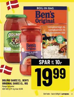 Løvbjerg Dolmio sauce el. ben's original sauce el. ris tilbud