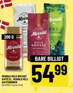 Løvbjerg Merrild gold instant kaffe el. merrild hele kaffebønner tilbud