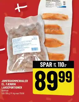Jomfruhummerhaler el. færøsk lakseportioner