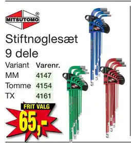 Harald Nyborg Stiftnøglesæt 9 dele tilbud