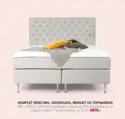 Daells Bolighus KOMPLET SENG INKL. HOVEDGAVL, BENSÆT OG TOPMADRAS tilbud
