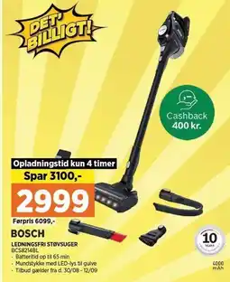 Power BOSCH LEDNINGSFRI STØVSUGER tilbud