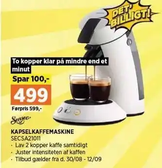 Power SENSEO KAPSELKAFFEMASKINE tilbud