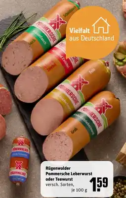 REWE DE Rügenwalder Pommersche Leberwurst oder Teewurst tilbud