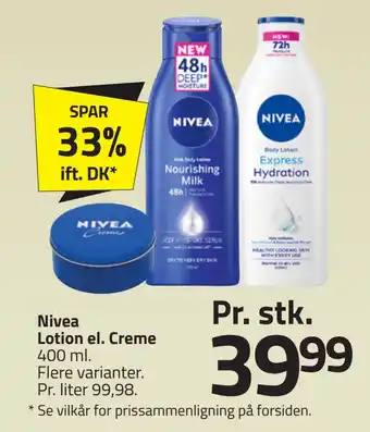 Fleggaard Nivea Lotion el. Creme tilbud