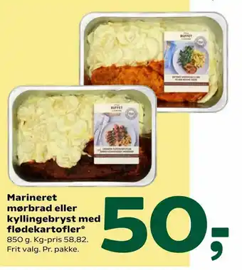 Coop 365 Marineret mørbrad eller kyllingebryst med flødekartofler tilbud