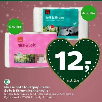 Coop 365 Nice & Soft toiletpapir eller Soft & Strong køkkenrulle tilbud