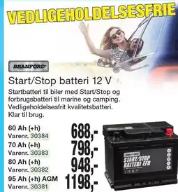 Harald Nyborg BRANFORD Start/Stop batteri 12 V tilbud