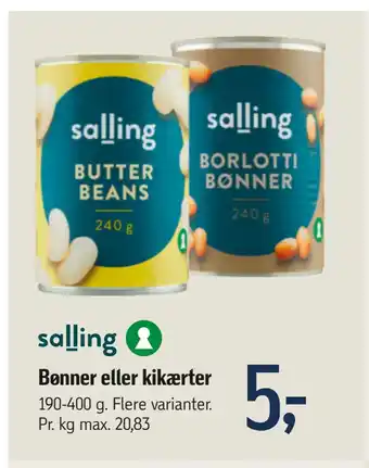 Føtex Bønner eller kikærter tilbud
