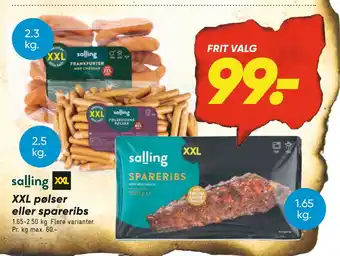 Bilka XXL pølser eller spareribs tilbud