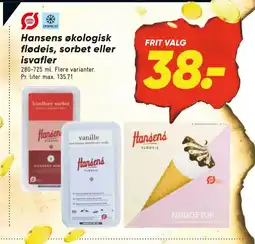 Bilka Hansens økologisk flødeis, sorbet eller isvafler tilbud