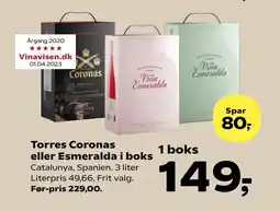Kvickly Torres Coronas eller Esmeralda i boks tilbud