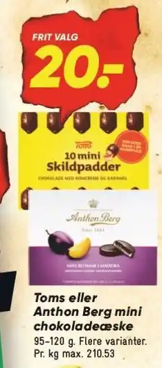 Bilka Toms eller Anthon Berg mini chokoladeæske tilbud