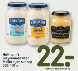 REMA 1000 Hellmann's mayonnaise eller Maille dijon sennep tilbud