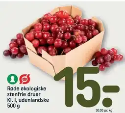 REMA 1000 Røde økologisk stenfrie druer Kl. l, udelandske 500 g tilbud
