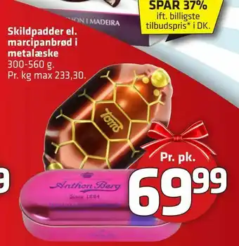Skildpadder el. marcipanbrød i metalæske