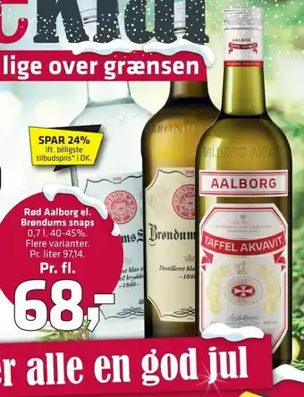 Fleggaard Rød Aalborg el. Brøndums snaps tilbud