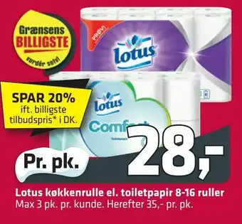 Fleggaard Lotus køkkenrulle el. toiletpapir 8-16 ruller tilbud