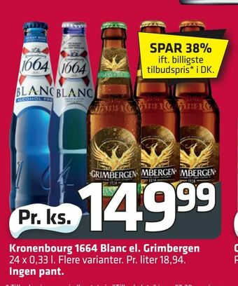 Fleggaard Kronenbourg 1664 Blanc el. Grimbergen tilbud