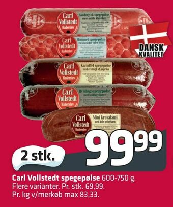 Fleggaard Carl Vollstedt spegepølse tilbud