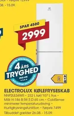 Punkt1 ELECTROLUX KØLEFRYSESKAB tilbud