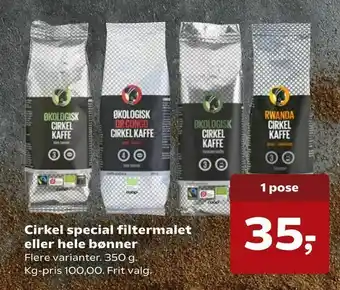 Kvickly Cirkel special filtermalet eller hele bønner tilbud