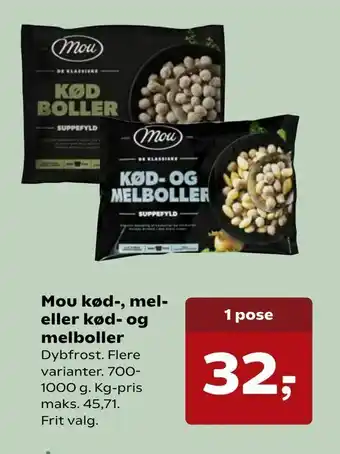 Mou kød-, mel eller kød- og melboller