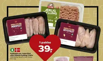 Kvickly Kyllingbryst, inderfilet eller hakket kylling 7-10% tilbud