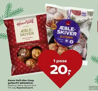 Kvickly Karen Volf eller Coop gultenfri æbleskiver tilbud