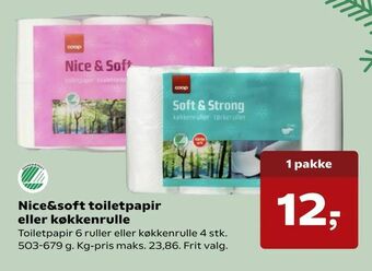 Kvickly Nice&soft toiletpapir eller køkkenrulle tilbud