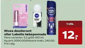Kvickly Nivea deodorant eller Labello læbepomade tilbud