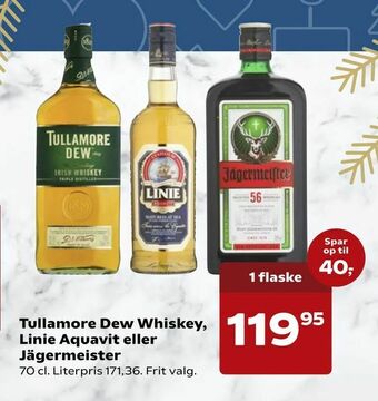Kvickly Tullamore Dew Whiskey, Linie Aquavit eller Jägermeister tilbud