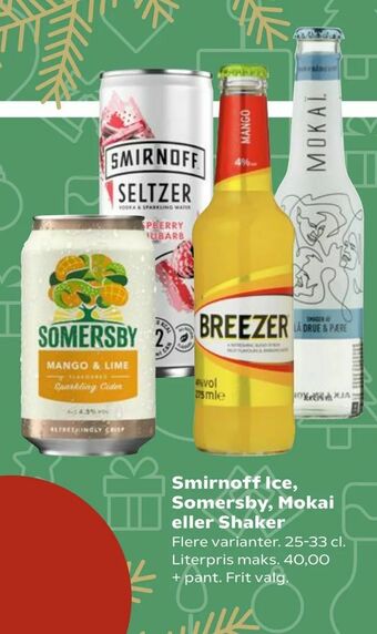Kvickly Smirnoff Ice, Somersby, Mokai eller Shaker tilbud