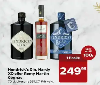 Kvickly Hendrick's Gin, Hardy XO eller Remy Martin Cognac tilbud