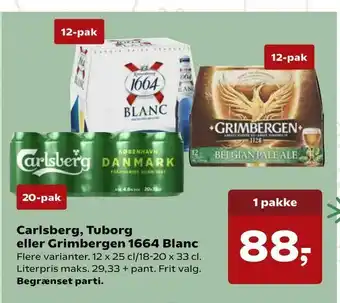 Kvickly Carlsberg, Tuborg eller Grimbergen 1664 Blanc tilbud