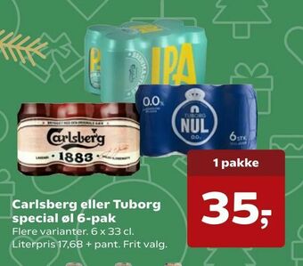 Kvickly Carlsberg eller Tuborg special øl 6-pak tilbud