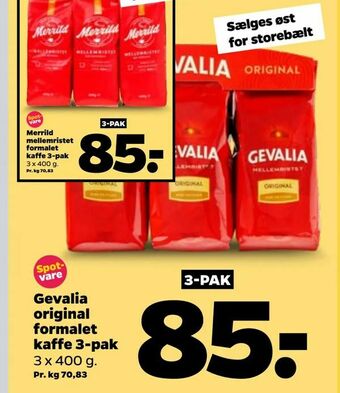 Netto Gevalia original formalet kaffe 3-pak tilbud