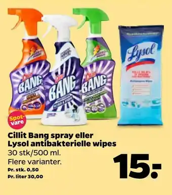 Netto Cillit Bang spray eller Lysol antibakterielle wipes tilbud