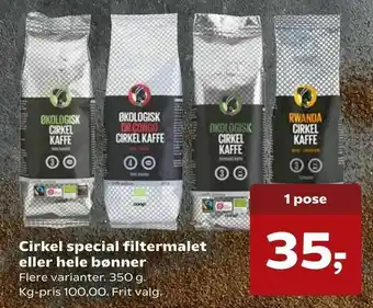SuperBrugsen Cirkel special filtermalet eller hele bønner tilbud