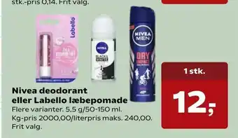 Nivea deodorant eller Labello læbepomade