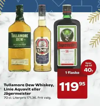 SuperBrugsen Tullamore Dew Whiskey, Linie Aquavit eller Jägermeister tilbud